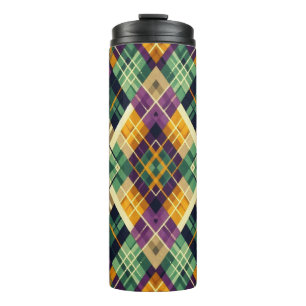Bouteilles Isothermes Jacquard Mardi Gras jaune violet vert