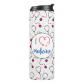 Bouteilles Isothermes "J'aime la médecine" stethoscope médecin cadeau (Tourné sur la gauche)