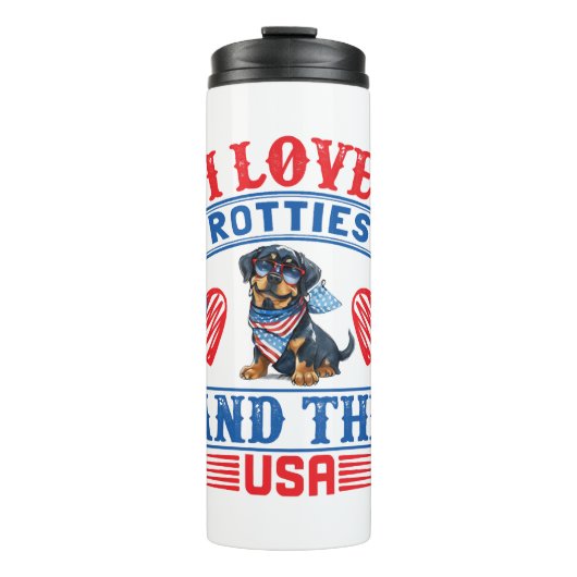 Bouteilles Isothermes J'aime les Rotties et les USA (Devant)