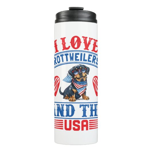 Bouteilles Isothermes J'aime les Rottweilers et les USA (Devant)