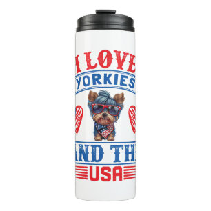 Bouteilles Isothermes J'aime Yorkies et les USA 01