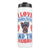 Bouteilles Isothermes J'aime Yorkshire Terriers et les USA 01 (Devant)