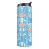 Bouteilles Isothermes Japanese Waves Pattern Light Blue Beige Monograms (Tourné sur la gauche)