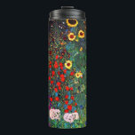 Bouteilles Isothermes Jardin aux fleurs Gustav Klimt<br><div class="desc">Paruline thermale avec peinture à l’huile de Gustav Klimt Jardin avec tournesols (1907). Un beau jardin de tournesols et de belles fleurs bleues,  rouges,  violettes,  roses et blanches. Un grand cadeau pour les amateurs d'art Art Nouveau et autrichien.</div>