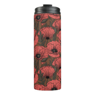 Bouteilles Isothermes Jardin de coquelicot dans le corail et la tumeur t