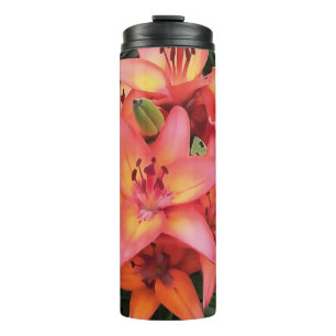 Bouteilles Isothermes Jardin de couleur corail artistique Lys