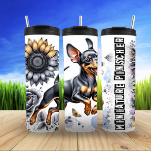 Bouteilles Isothermes Jardin en niveaux de gris de Pinscher miniature