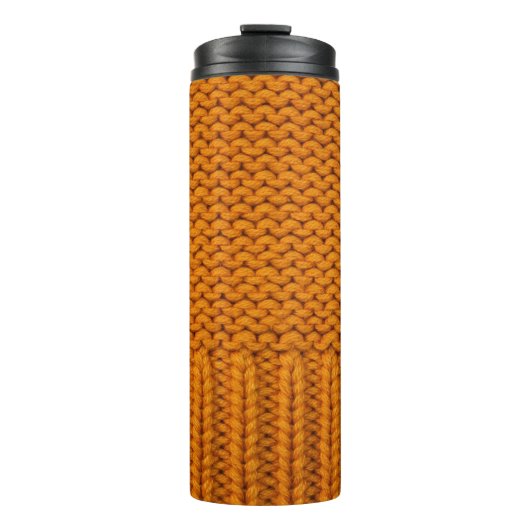 Bouteilles Isothermes Jaune clair : texture tricotée artisanale. (Devant)