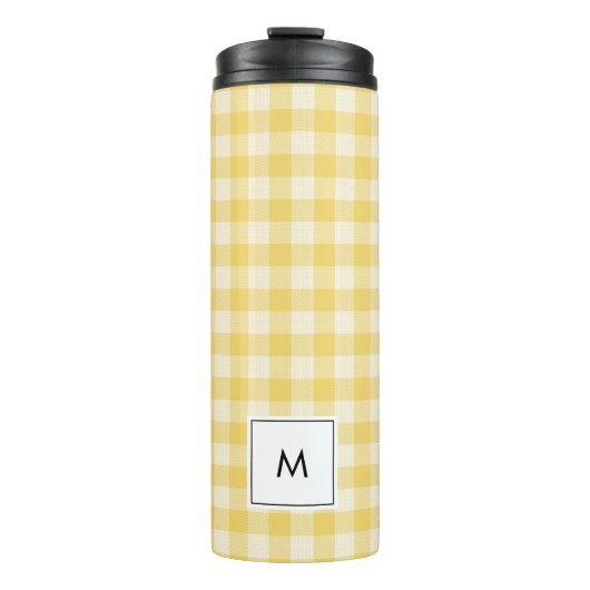 Bouteilles Isothermes Jaune En vichy Plaid Monogramme Thermique Tumbler (Devant)