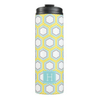 Jaune et Aqua Motif géométrique et Monogramme