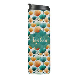 Bouteilles Isothermes Jaune et vert floral printanier vintage