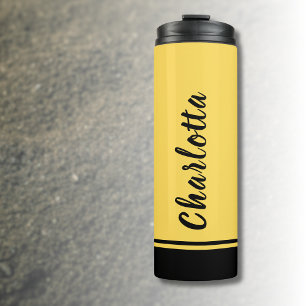 Bouteilles Isothermes Jaune Moutarde Noir Élégant Minimal Personnalisé