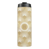 Bouteilles Isothermes Jaune or & blanc motif art déco. (Devant)