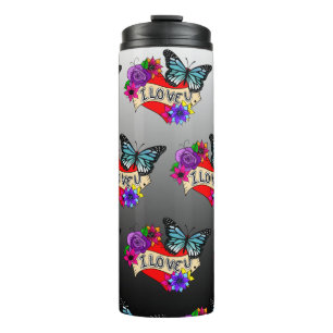 Bouteilles Isothermes Je T'Aime   Saint Valentin Coeur et Rose