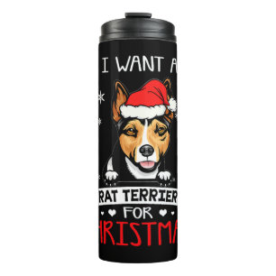 Bouteilles Isothermes Je Veux Pour Noël Est Un Rat Terrier Santa Hat