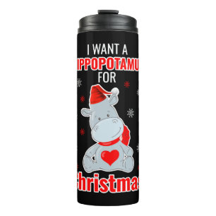 Bouteilles Isothermes Je veux un hippopotame pour Noël - Xmas Hippo