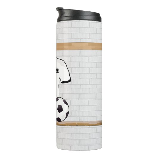 Bouteilles Isothermes Jersey de football noir blanc personnalisé (Tourné sur la droite)