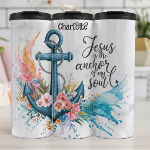 Bouteilles Isothermes Jésus : Ancre, âme, espoir floral