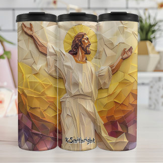 Bouteilles Isothermes Jésus Christ géométrique avec Halo d'or
