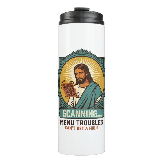 Bouteilles Isothermes Jésus Code QR flou ne scannera pas Menu Humour Tec (Devant)