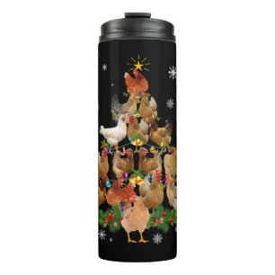 Bouteilles Isothermes Jeu de Noël de poulets Lumières Drôle Noël de poul