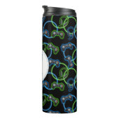 Bouteilles Isothermes Jeu vidéo Neon Blue & Green Motif Monogramme (Tourné sur la droite)