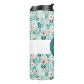 Bouteilles Isothermes Joli bleu et rose pastel Fleurs d'Art folklorique (Tourné sur la gauche)