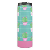 Bouteilles Isothermes Joli Cactus et rayures à fleurs roses | Monogramme (Dos)