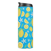 Bouteilles Isothermes Joli citrons Feuilles et fleurs Citronnade Bleu (Tourné sur la droite)