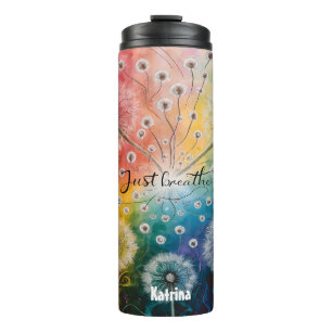 Bouteilles Isothermes Joli Dandelion coloré Juste respirer Script