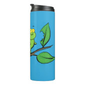 Bouteilles Isothermes Joli dessin animé de chenille verte mignonne (Tourné sur la droite)