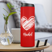 Bouteilles Isothermes Joli Élégant Nom Script Moderne Coeurs Aimer Rouge