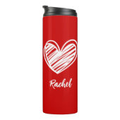 Bouteilles Isothermes Joli Élégant Nom Script Moderne Coeurs Aimer Rouge (Tourné sur la droite)