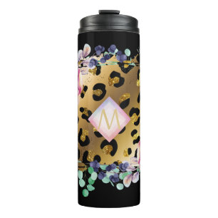 Bouteilles Isothermes Joli Empreinte de léopard or rose rose Monogramme