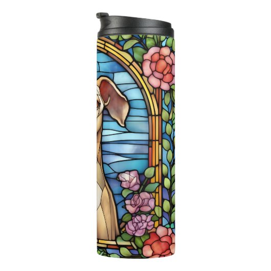 Bouteilles Isothermes Joli Faux Verre Trait Gris Chien (Tourné sur la droite)