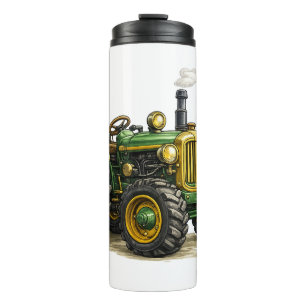 Bouteilles Isothermes Joli Garçon Fermier Avec Art De Tracteur Vert Vint