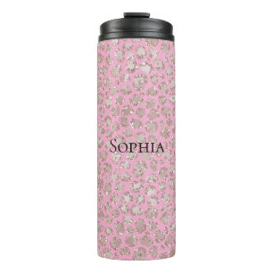 Bouteilles Isothermes Joli Léopard Pailleté Rose Paillettes Brillantes