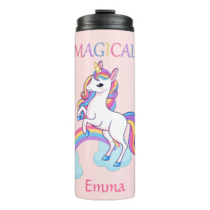 Bouteilles Isothermes Joli Licorne Magique Et Arc-En-Ciel Rose
