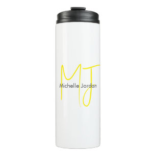 Bouteilles Isothermes Joli Monogramme Jaune Blanc Moderne Minimaliste