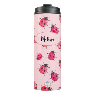 Bouteilles Isothermes Joli motif de coccinelle personnalisé rose féminin
