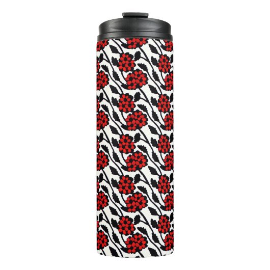 Bouteilles Isothermes Joli motif floral en rouge, noir et blanc (Devant)
