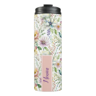 Bouteilles Isothermes Joli motif floral pastel personnalisé