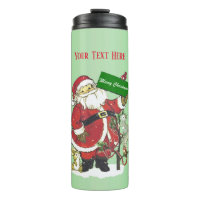 Joli Père Noël Avec Animaux Petit Arbre Vert Clair
