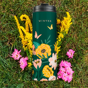 Bouteilles Isothermes Joli tournesol jaune Fleurs sauvages & papillons
