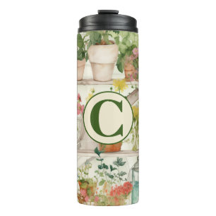 Bouteilles Isothermes Joli Vase Fleur Jardin Plante Aquarelle Monogramme