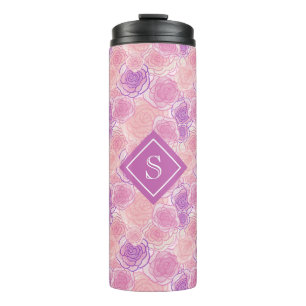 Bouteilles Isothermes Joli violet Rose Floral sur mesure Monogramme