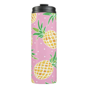 Bouteilles Isothermes Jolie ananas sur grunge rose pois backgro