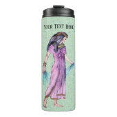 Bouteilles Isothermes Jolie dame ancienne Egypte Robe rose sur vert (Devant)