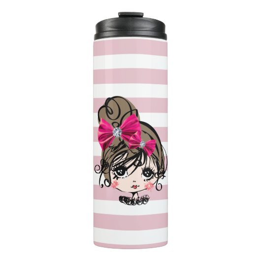 Bouteilles Isothermes jolie fille avec arc rose (Devant)
