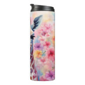 Bouteilles Isothermes Jolie Giraffe Face avec Fleurs Roses Tumbler (Tourné sur la droite)
